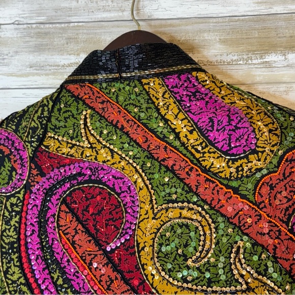 Vintage 80s Judith Ann Plus Silk Whimsical Sequins Blazer Women’s Size 1x - Picture 7 of 8